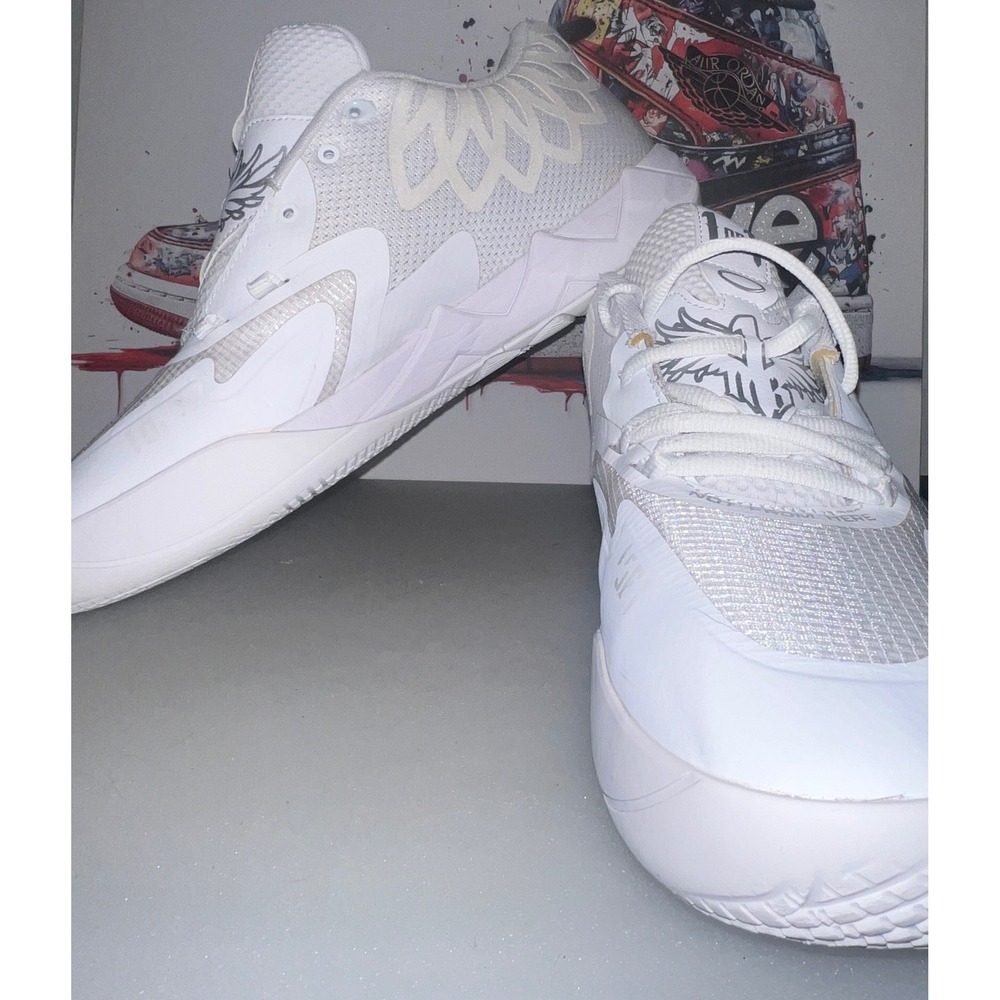 Puma MB.01 Lo LaMelo Ball Men 13 White Excellent Basketball Sneaker 376941-04